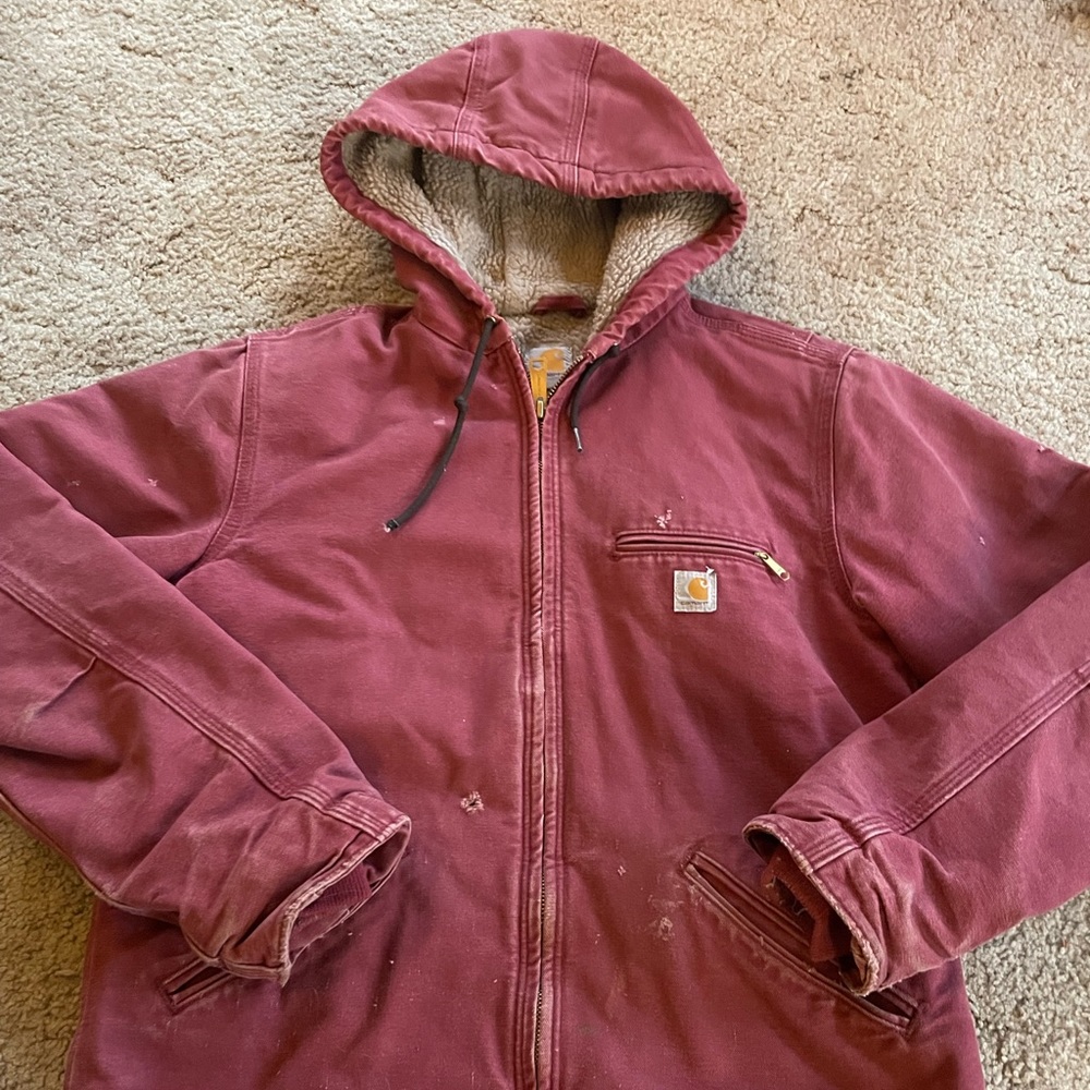 Vintage maroon woman Carhartt canvas jacket size medium